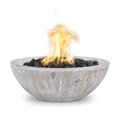 The Outdoor Plus 27 Round Sedona Fire Bowl, Wood Grain GFRC Concrete, Ivory, Match Lit with Flame Sense, Natural Gas OPT-27RWGFOFSML-IVY-NG